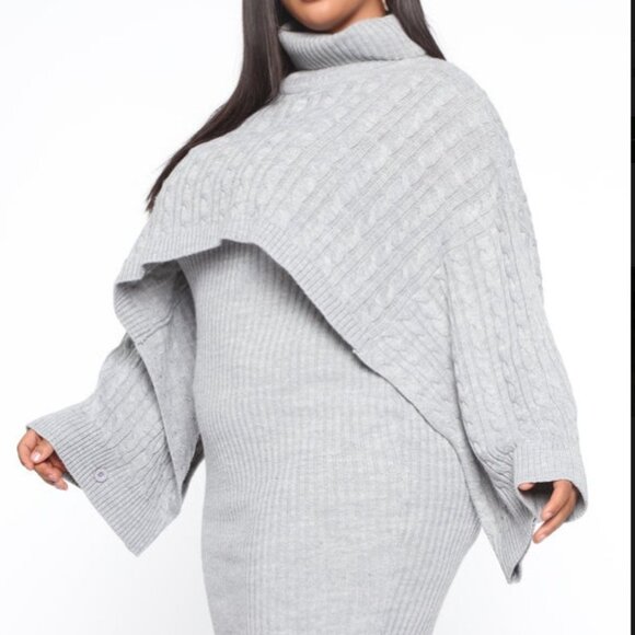 Fashion Nova Another Day Gray Two Piece Knit Sweater Midi Dress 1X NWT - Picture 4 of 5